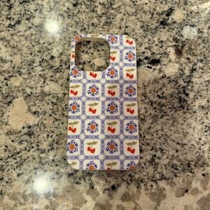Chic Floral Pattern Phone Case - Blue and Red